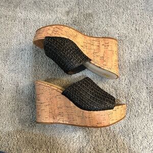 Stylish Black Woven Wedge Sandals